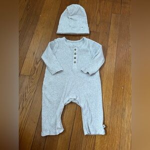 Honest Baby Unisex Organic Cotton Long Sleeve Rib Coveralls and Beanie